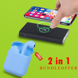 2 In 1 Bundle Offer, Qi 10000mAh Wireless Power Bank, Qi321-12298,Inpods 12 Wireless Bluetooth Different Color Airpods, Inpods 12, 12291